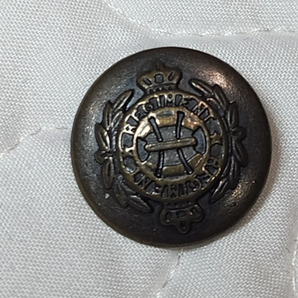 8 Real BRONZE Vtg Regiment Blazer Buttons Set CROWN LAUREL CREST Uniform Shank